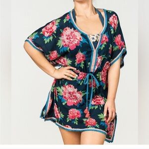 Matilda Jane Cool Shade Swimsuit Cover Up Blue Floral Beach Vacay Womens Medium